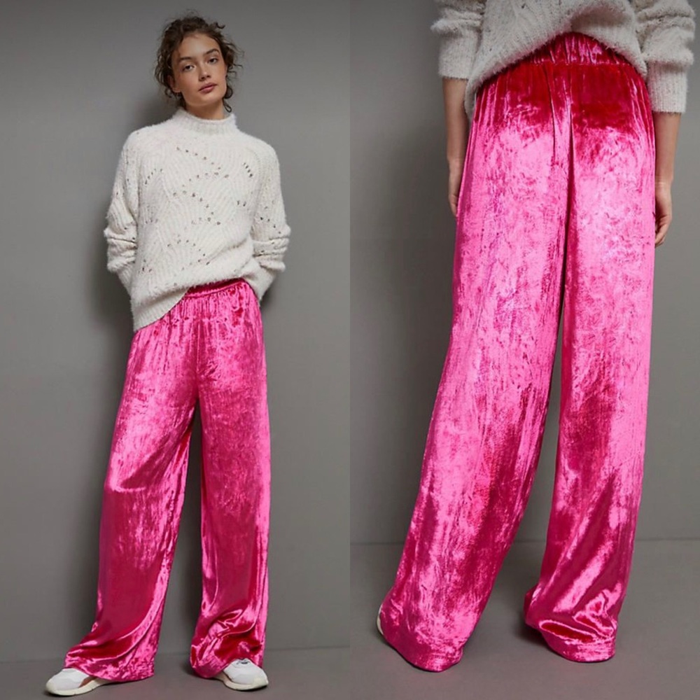 NWT Anthropologie Maeve Anastacia Velvet Wide-Leg pants